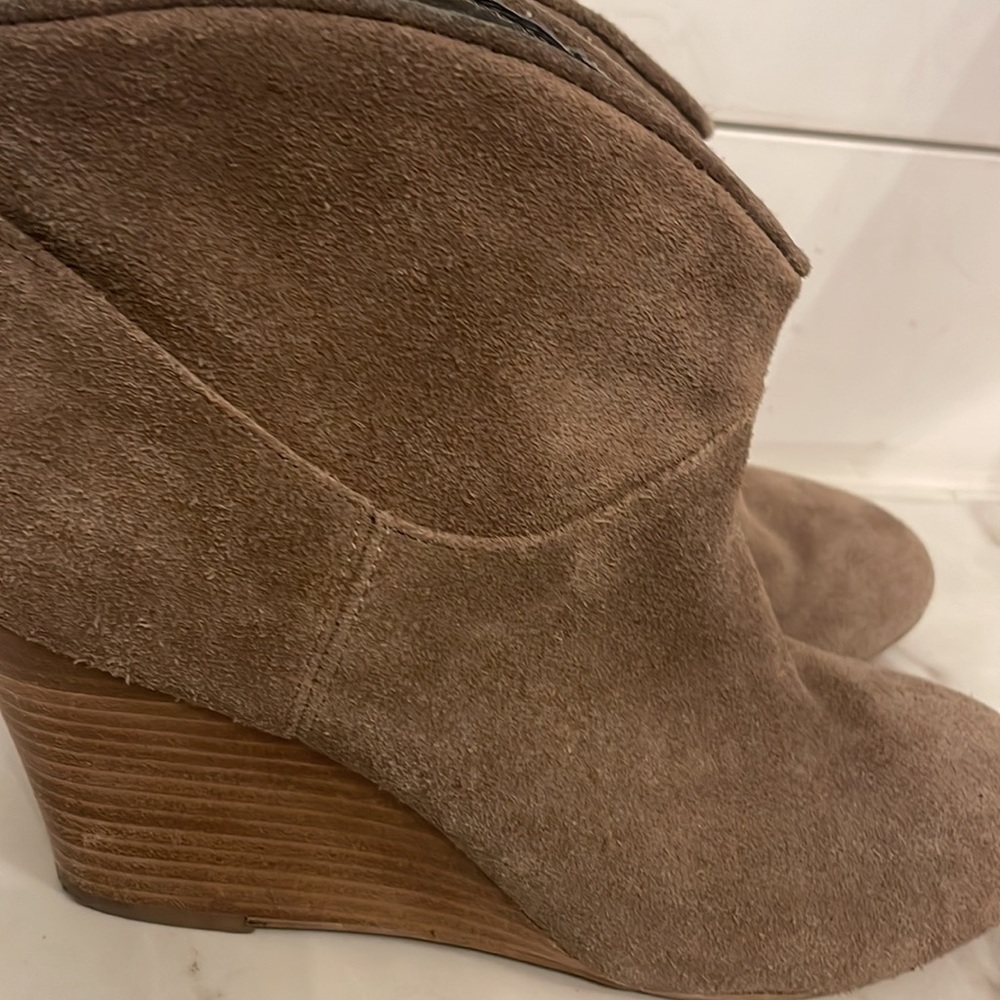 Aldo Grey/brown wedge suede booties size 8